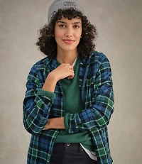 Women's Scotch Plaid Flannel Shirt, Relaxed Zip Hoodie