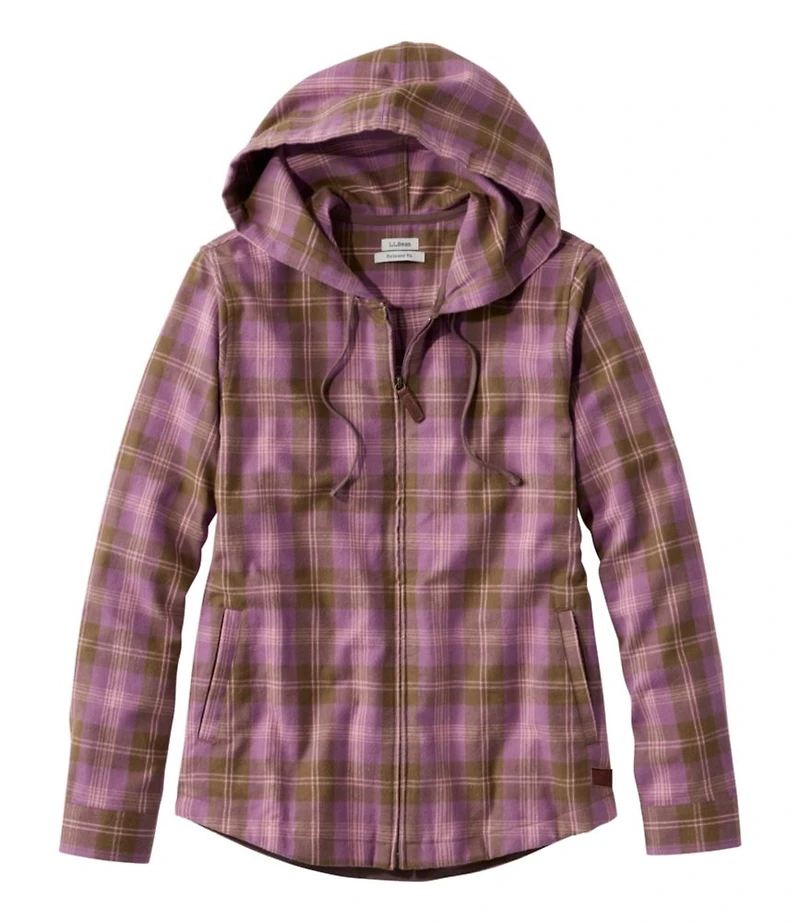 Women's Scotch Plaid Flannel Shirt, Relaxed Zip Hoodie