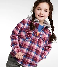 Kids' Fleece-Lined Flannel Shirt, Hooded Plaid