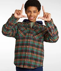 Kids' Fleece-Lined Flannel Shirt, Hooded Plaid
