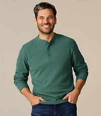 Men's Unshrinkable Mini-Waffle Henley, Long-Sleeve Traditional Fit