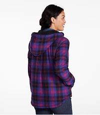 Women's Scotch Plaid Flannel Shirt, Sherpa-Lined Zip Hoodie