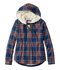 Women's Scotch Plaid Flannel Shirt, Sherpa-Lined Zip Hoodie