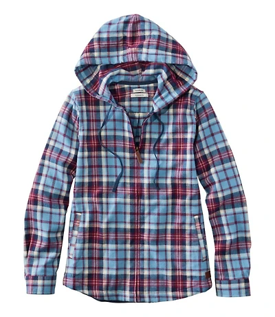 Women's Scotch Plaid Flannel Shirt, Relaxed Zip Hoodie