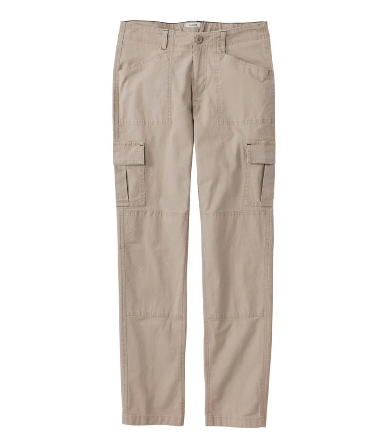 Women's Stretch Canvas Cargo Pants, Mid-Rise Straight-Leg