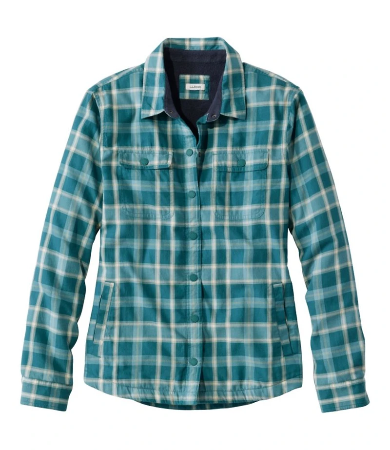 Women's Fleece-Lined Flannel Shirt, Snap-Front Plaid