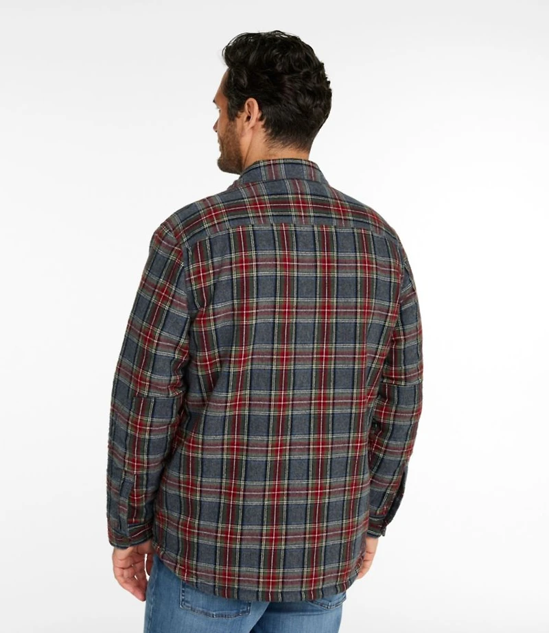 Men's Sherpa-Lined Scotch Plaid Shirt, Slightly Fitted