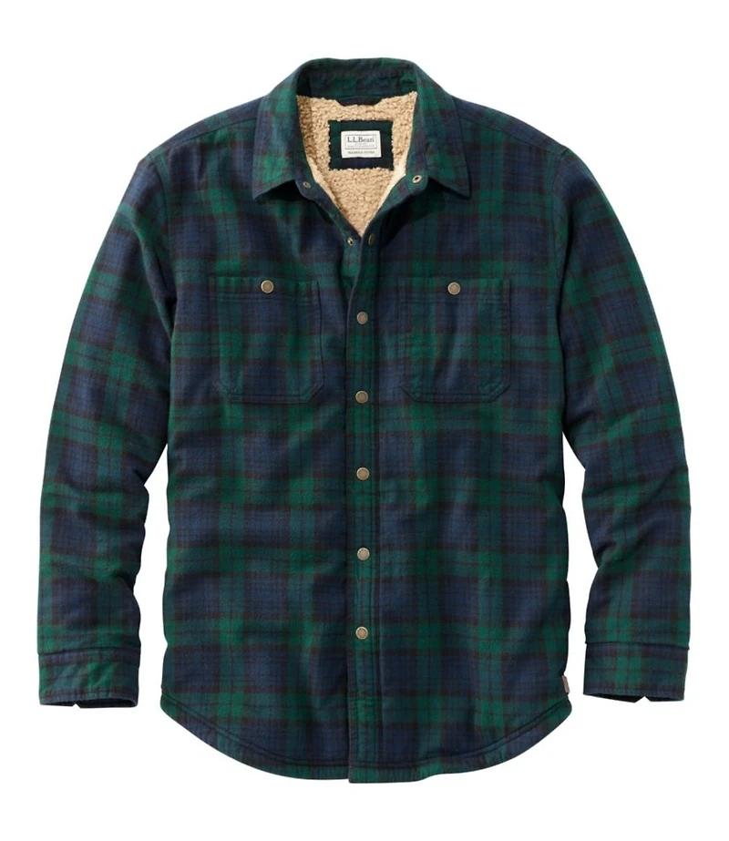 Men's Sherpa-Lined Scotch Plaid Shirt, Slightly Fitted