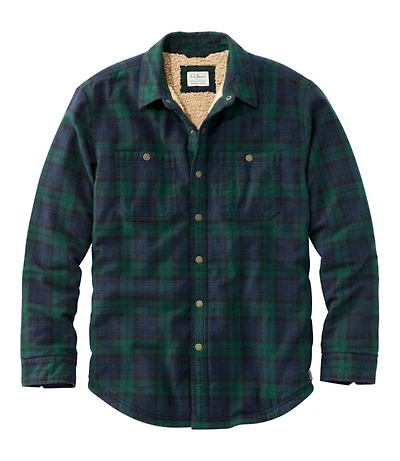 Men's Sherpa-Lined Scotch Plaid Shirt, Slightly Fitted