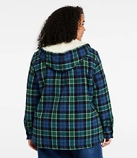 Women's Scotch Plaid Flannel Shirt, Sherpa-Lined Zip Hoodie