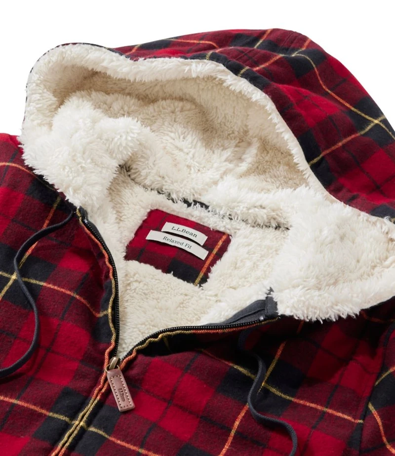 Women's Scotch Plaid Flannel Shirt, Sherpa-Lined Zip Hoodie