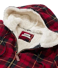 Women's Scotch Plaid Flannel Shirt, Sherpa-Lined Zip Hoodie