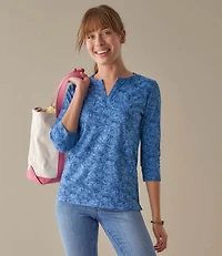 Women's L.L.Bean Tee, Three-Quarter-Sleeve Splitneck Tunic Print