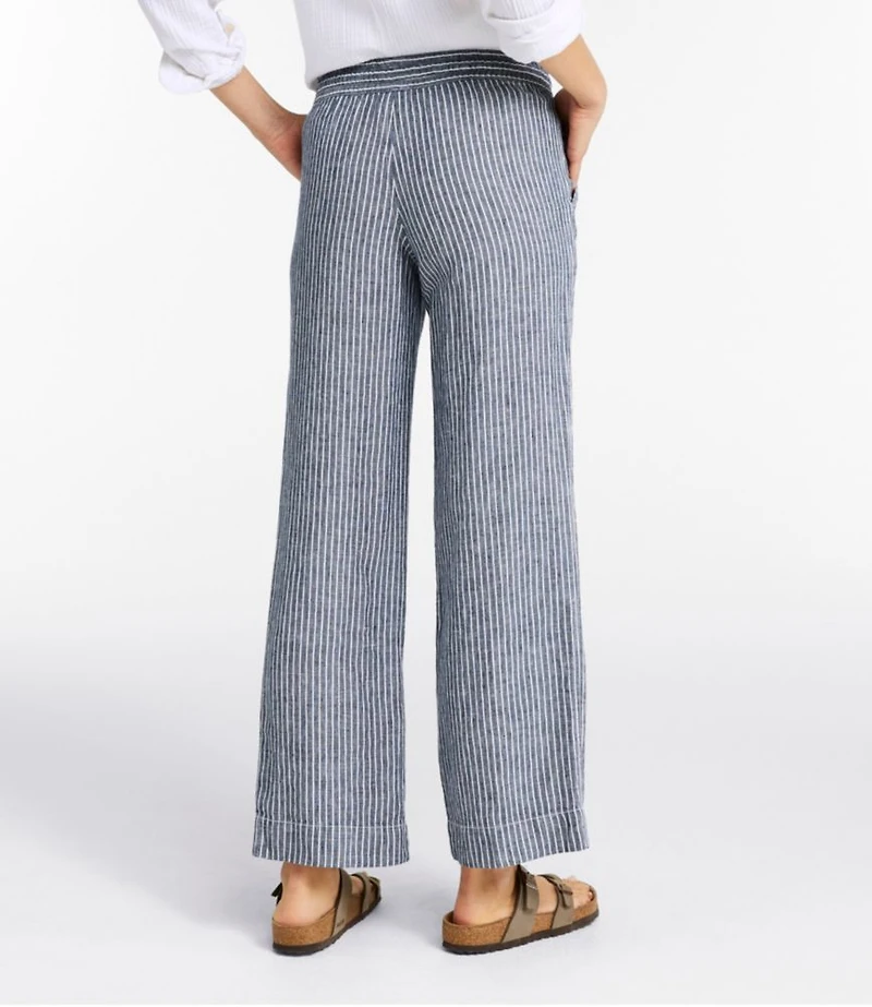 Women's Premium Washable Linen Pull-On Pants, Stripe