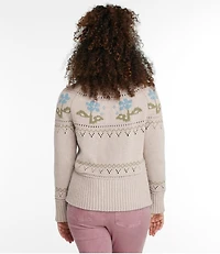 Women's Signature Cotton Fisherman Sweater, Short Cardigan Fair Isle