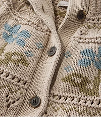 Women's Signature Cotton Fisherman Sweater, Short Cardigan Fair Isle