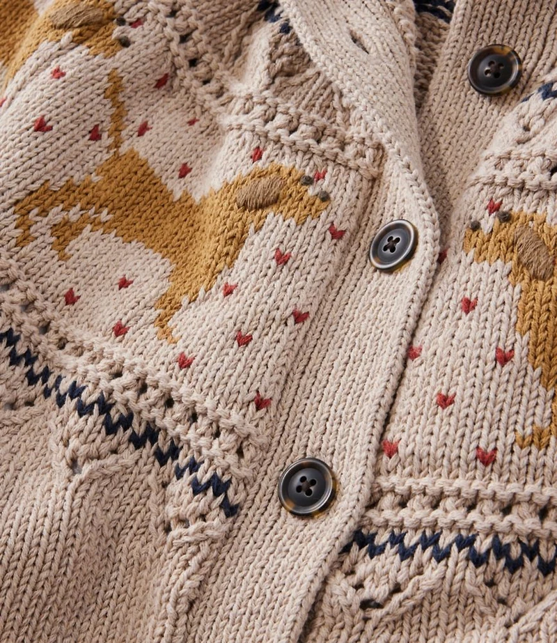Women's Signature Cotton Fisherman Sweater, Short Cardigan Fair Isle