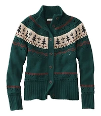 Women's Signature Cotton Fisherman Sweater, Short Cardigan Fair Isle