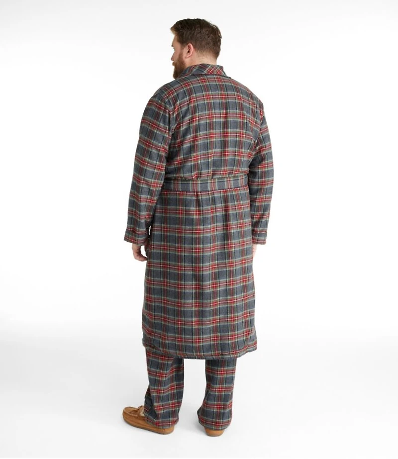 Men's Scotch Plaid Flannel Robe, Sherpa-Lined