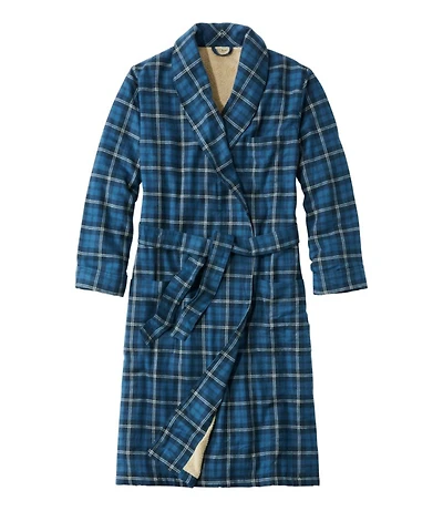 Men's Scotch Plaid Flannel Robe, Sherpa-Lined