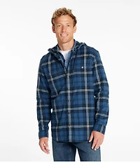 Men's Scotch Plaid Flannel Hooded Shirt, Slightly Fitted