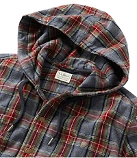 Men's Scotch Plaid Flannel Hooded Shirt, Slightly Fitted