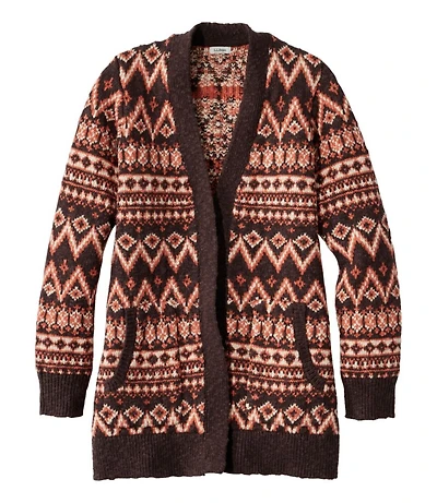 Women's Cotton Ragg Sweater, Open Cardigan Fair Isle