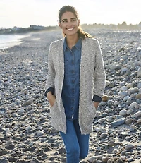 Women's Cotton Ragg Sweater, Open Cardigan