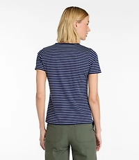 Women's Pima Cotton Tee, Short-Sleeve Crewneck Stripe