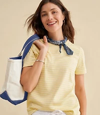 Women's Pima Cotton Tee, Short-Sleeve Crewneck Stripe