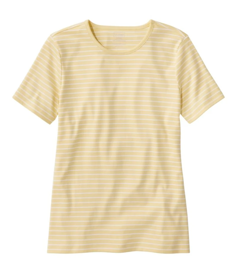 Women's Pima Cotton Tee, Short-Sleeve Crewneck Stripe