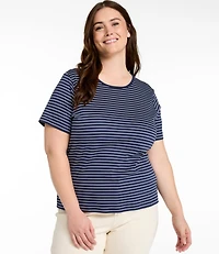 Women's Pima Cotton Tee, Short-Sleeve Crewneck Stripe