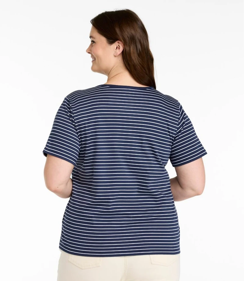 Women's Pima Cotton Tee, Short-Sleeve Crewneck Stripe