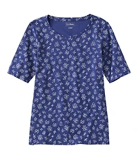 Women's L.L.Bean Jewelneck Tee, Elbow-Sleeve Print