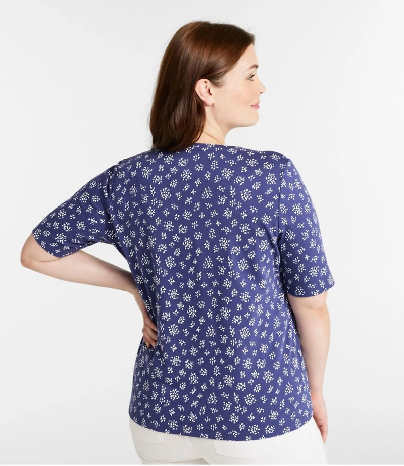 Women's L.L.Bean Jewelneck Tee, Elbow-Sleeve Print