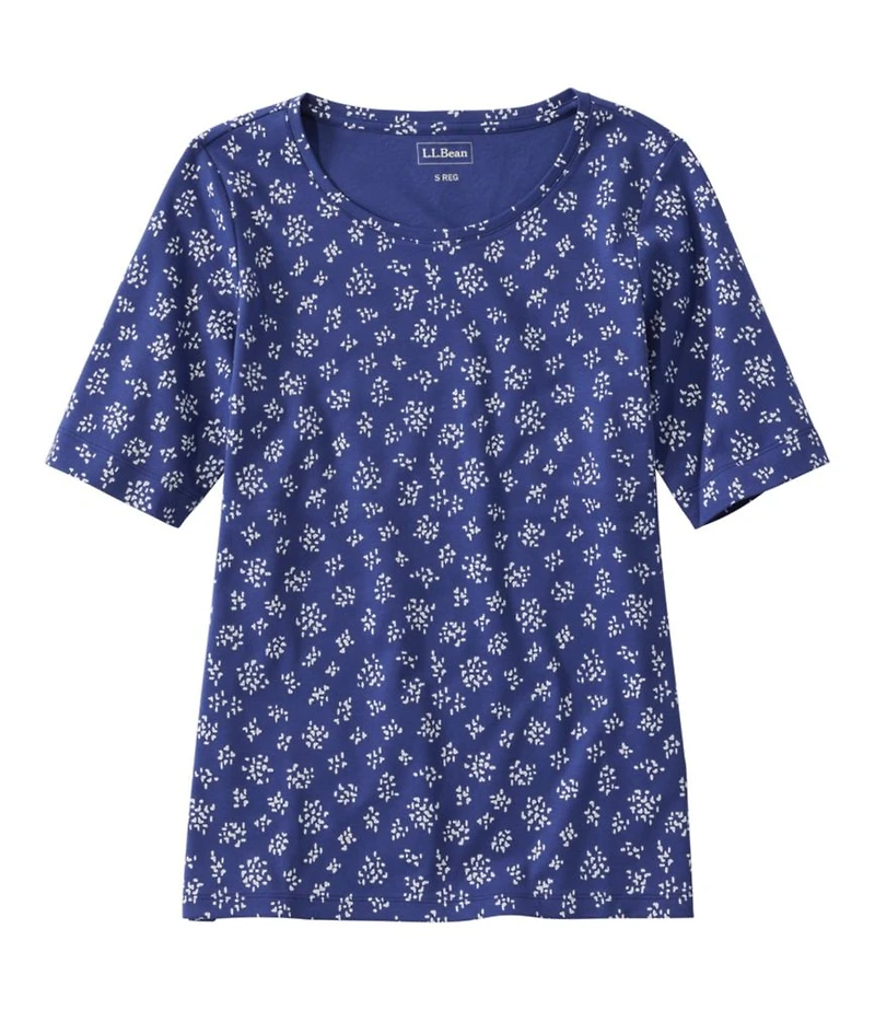 Women's L.L.Bean Jewelneck Tee, Elbow-Sleeve Print