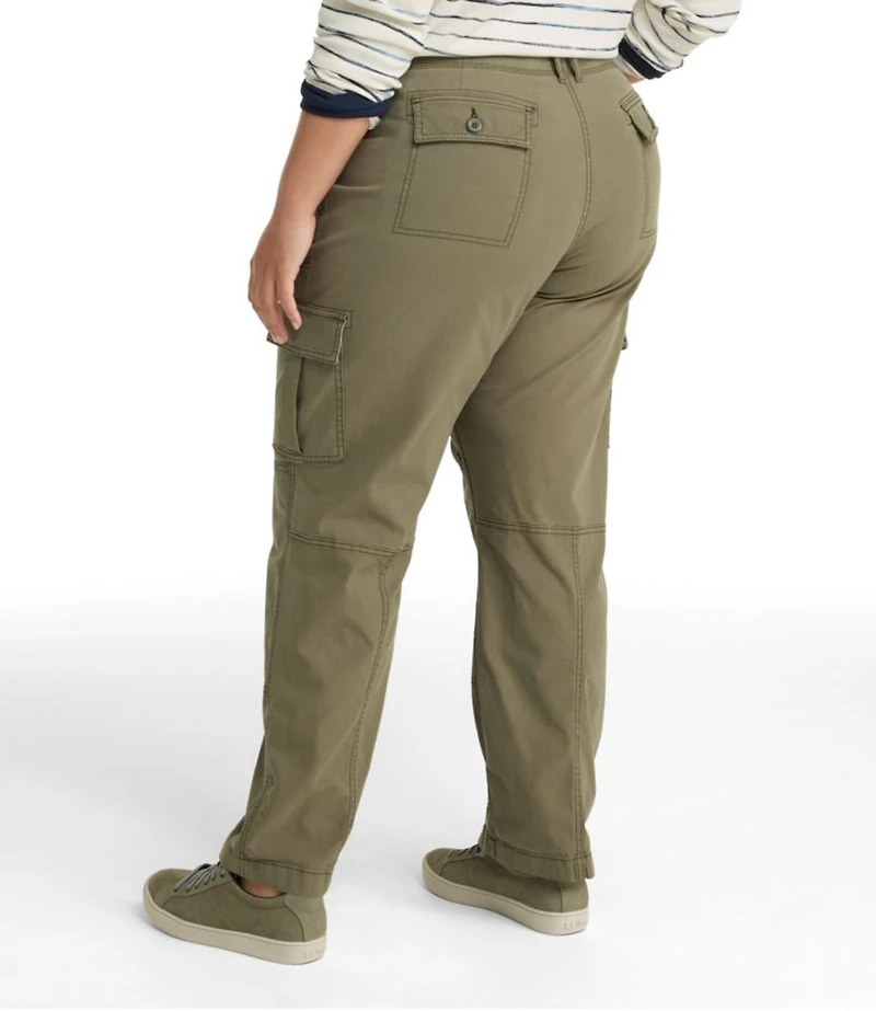 Women's Stretch Canvas Cargo Pants, Mid-Rise Straight-Leg