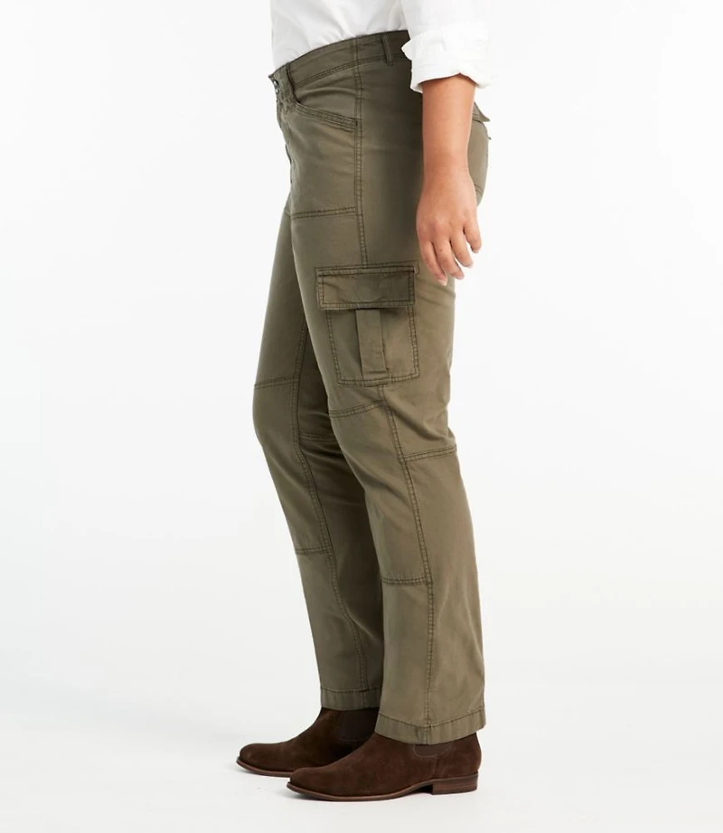 Women's Stretch Canvas Cargo Pants, Mid-Rise Straight-Leg