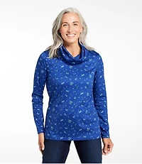 Women's Pima Cotton Tee, Long-Sleeve Cowlneck Print