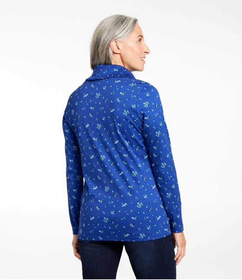 Women's Pima Cotton Tee, Long-Sleeve Cowlneck Print
