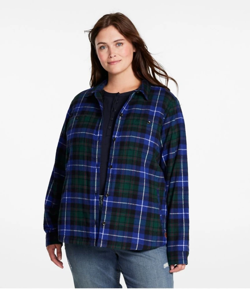 Women's Scotch Plaid Shirt, Sherpa-Lined