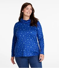 Women's Pima Cotton Tee, Long-Sleeve Cowlneck Print
