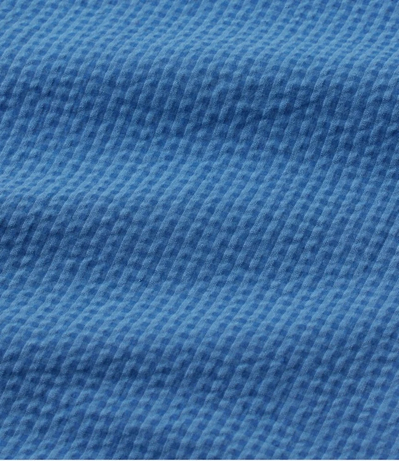 Men's Organic Cotton Seersucker Shirt, Short-Sleeve, Slightly Fitted, Plaid