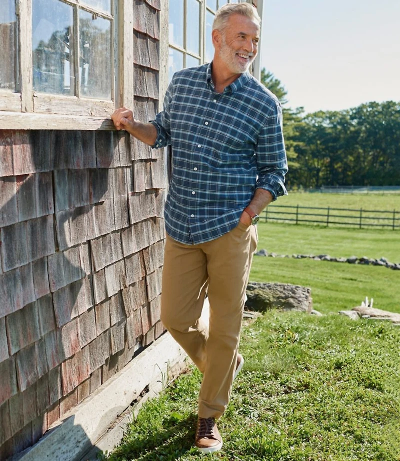 Men's Comfort Stretch® Oxford Shirt, Traditional Untucked Fit, Plaid