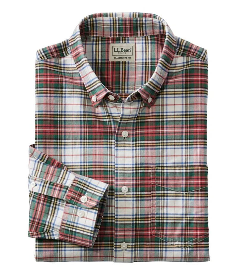 Men's Comfort Stretch® Oxford Shirt, Slightly Fitted Untucked Fit, Plaid