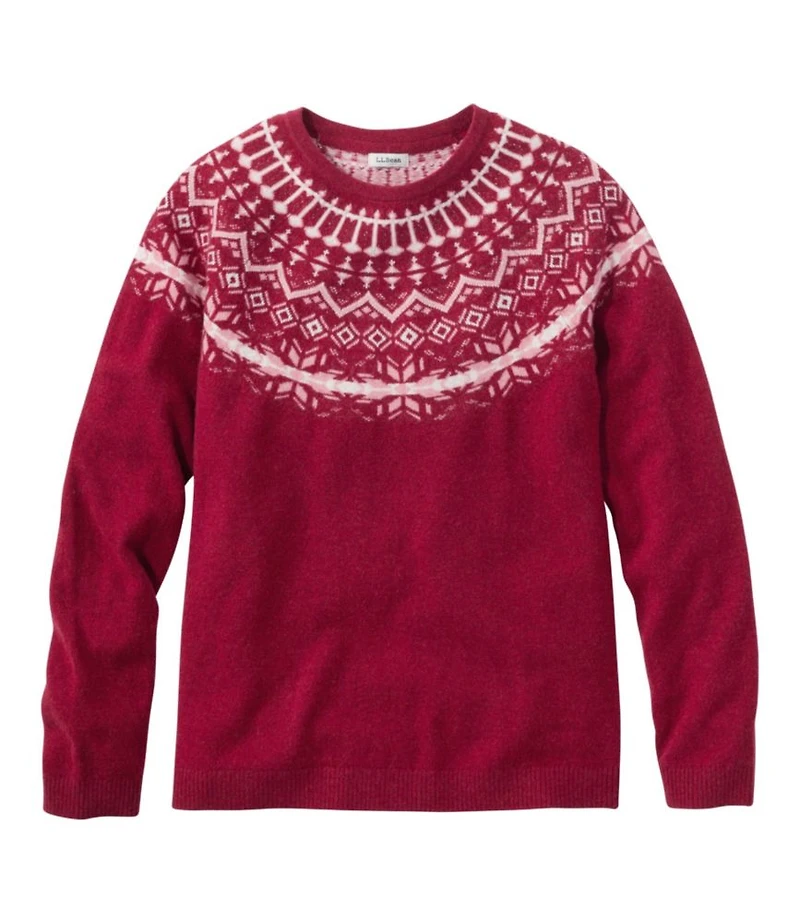 Women's Classic Cashmere Sweater, Crewneck Fair Isle
