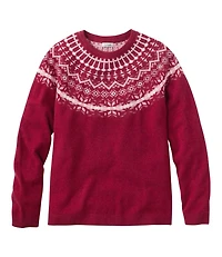 Women's Classic Cashmere Sweater, Crewneck Fair Isle