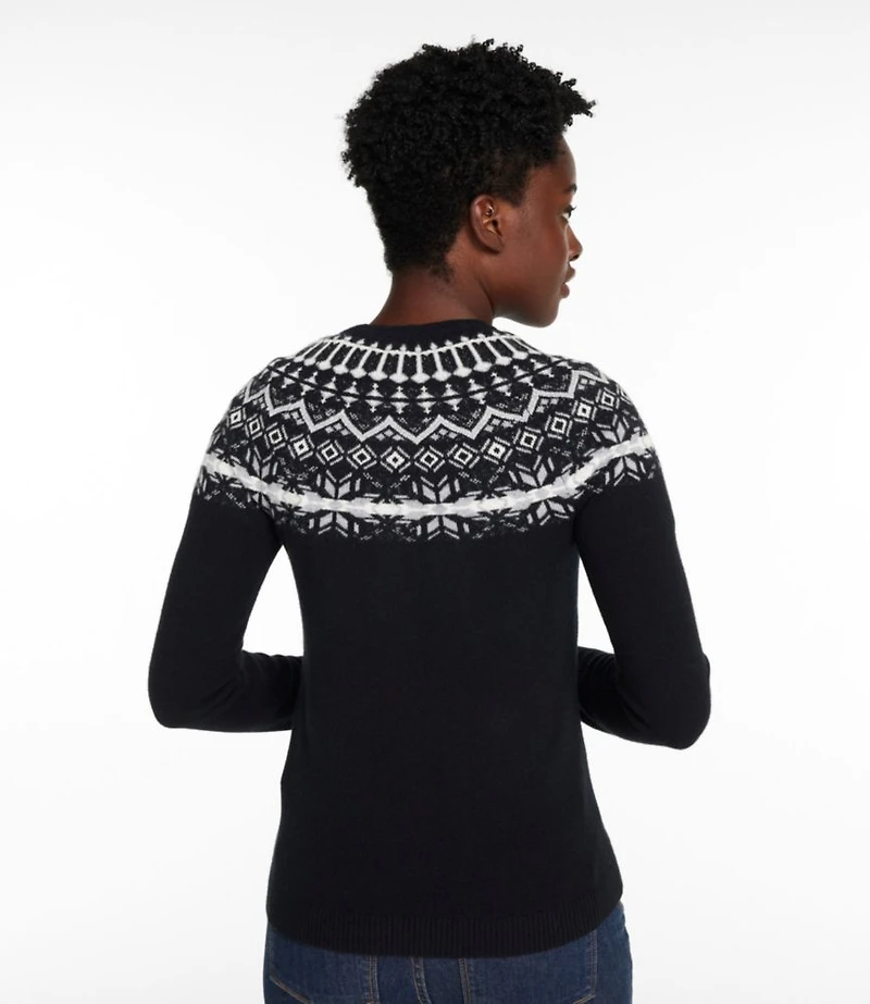 Women's Classic Cashmere Sweater, Crewneck Fair Isle