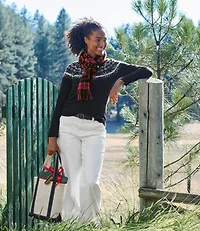 Women's Classic Cashmere Sweater, Crewneck Fair Isle