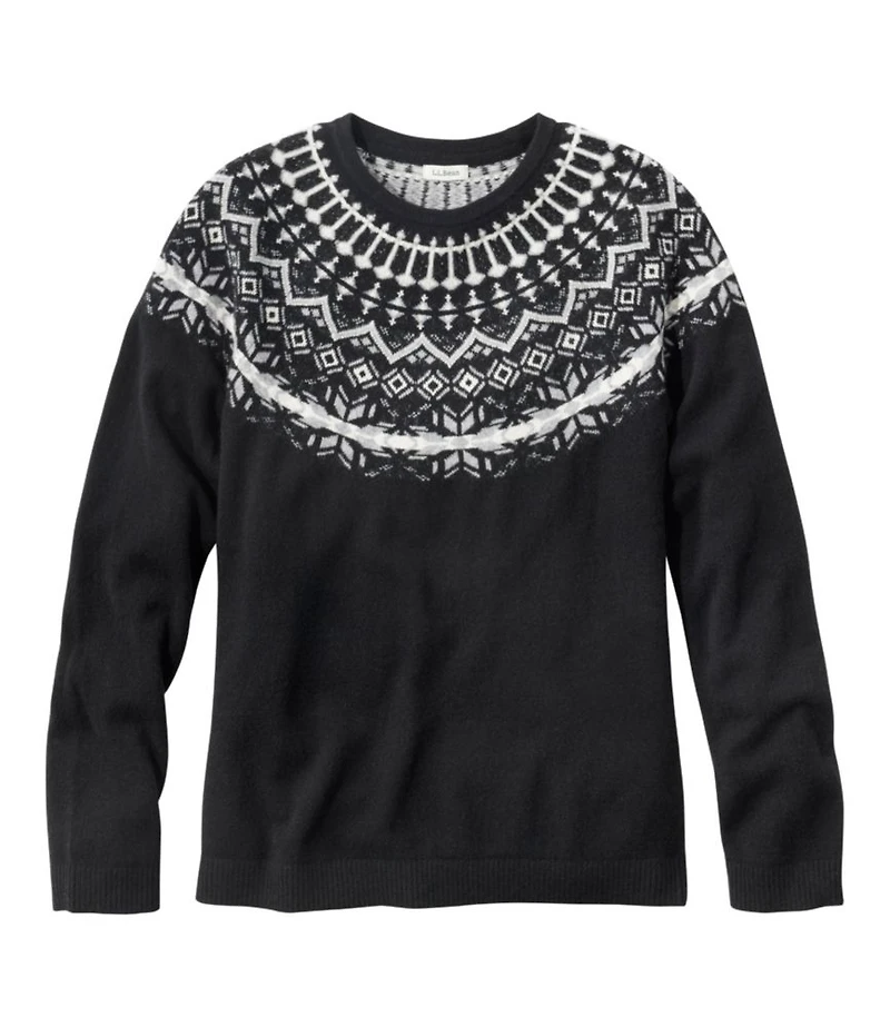 Women's Classic Cashmere Sweater, Crewneck Fair Isle